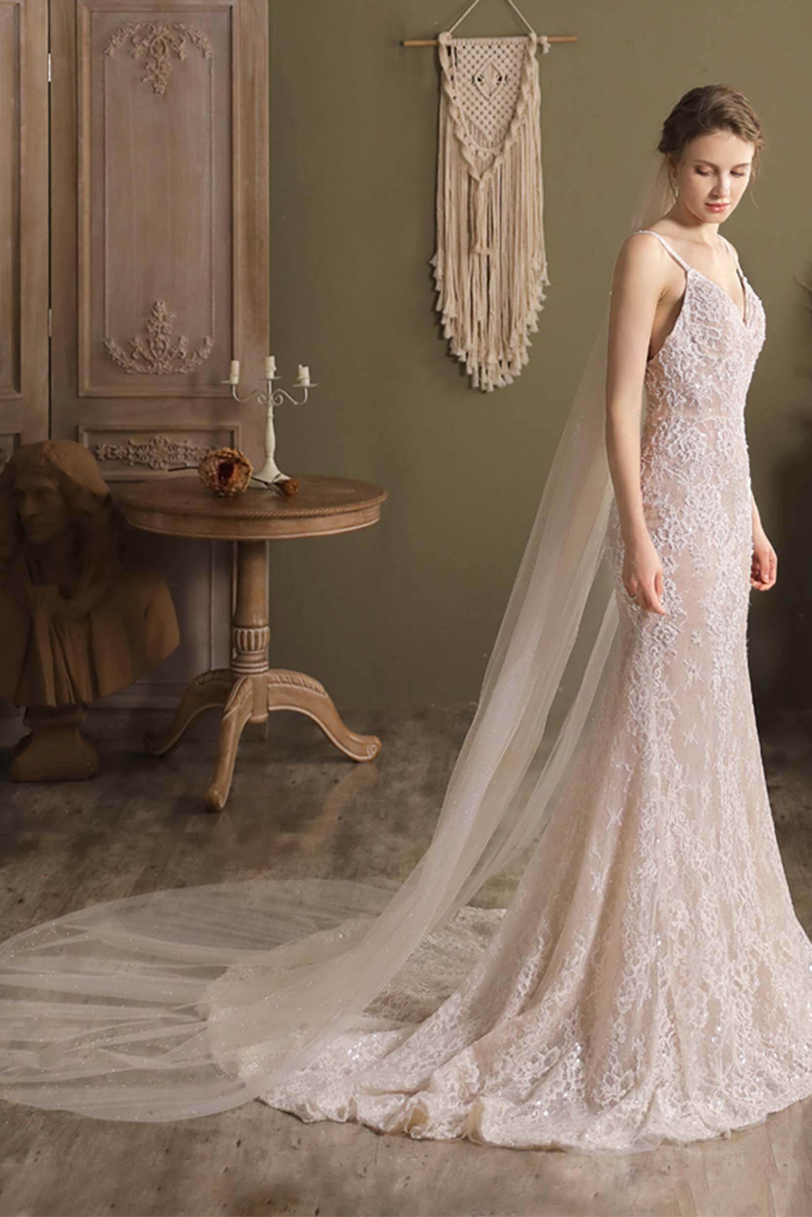 One-tier Cut Edge Tulle Cathedral Veils CV0296 - COCOMELODY